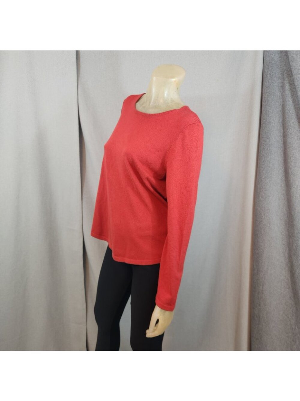 Chicos Burnt Orange Round Neck Long Sleeve Knit Blouse Shirt Top Size 2 LARGE - Picture 5 of 6